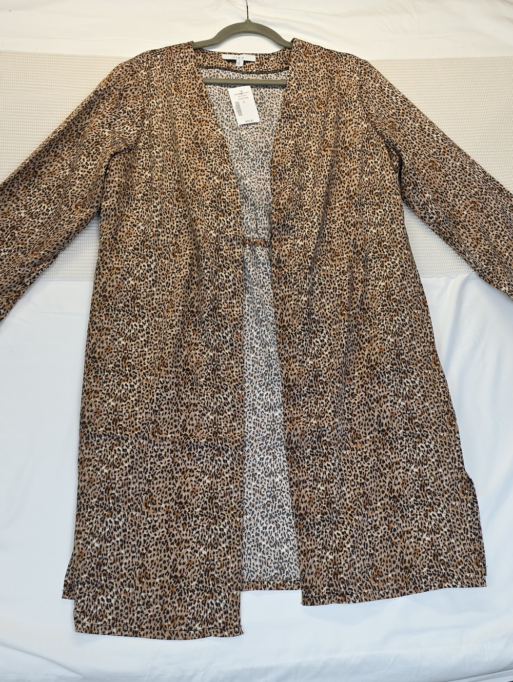 Cleo Leopard Print Open Front Cardigan - Brown/Black Large